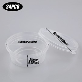 LAMXD Slime Storage Containers 24 Pack, Leakproof Clear Plastic Foam Ball Storage Cups Storage Jars Containers With Lids Slime Pots Tubs