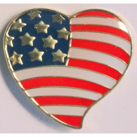 United States American Flag Heart Lapel Pin Tack Patriotic I Love America