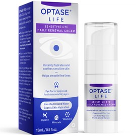 Optase LIFE Sensitive Eye Daily Renewal Cream, 15ml - Fast-acting, Preservative-free Hydrating Eye Cream for Dry, Sensitive Skin - Lightweight, Non-Sticky - With Ionized Water - Eye Doctor Approved