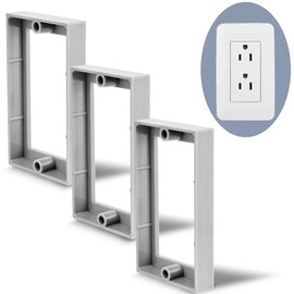 3Pcs 1/2" Single Gang Outlet Box Extenders, Electrical Box Extender Receptacle Extender Junction Boxs Extenders, Easy-Install Outlet Extension (Color:Grey)