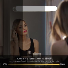 Vanity Lights for Mirror Wireless Makeup Light, Adjustable Color Brightness & Angle Mirror Lights, Touch LED Light Up Vanity Mirror, Rechargeable Lights for Mirror, Stick on Vanity Lights for Bathroom
