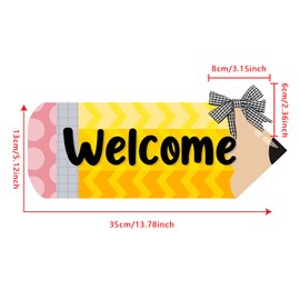 Back to School Pencil Welcome Door Sign Teacher Appreciation Door Decorations Thank You Teachers First and Last Day of School Classroom Door Hanger