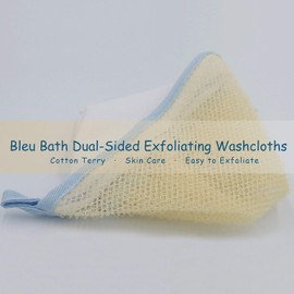 (6 Pack) Dual-Sided Exfoliating Skin Towel Natural Cotton Body Cloth Scrubber Premium Sturdy Loofah Towel Soft and Buffing Wash Cloth White for Either Oil or Dry Skin