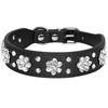 Rhinestone Dog Collar PU Leather Pet Collar Flower Pattern Studded
