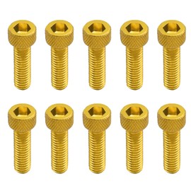 Biqiure M6 Motorcycle Screw Yellow Aluminum Alloy Motorcycle Hex Socket Head Bolts Bumper Screws M6 x 20mm Motorcycle License Plates Fairing Bolts Screws,10pcs