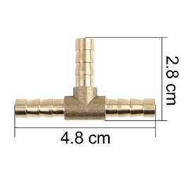 X AUTOHAUX 6mm Hose Barb Brass Joiner Tee 3 Way Adaptor for Air Water Oil Pipe