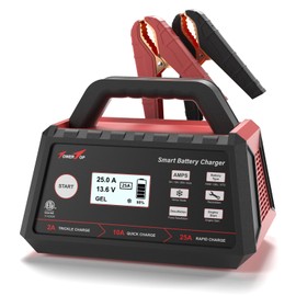TowerTop TowerTop 2/10/25 Amp 12V Smart Car Battery Charger, Fully Automatic Battery Maintainer with Engine Start, Auto Desulfator, Battery Repair, Winter Mode, for AGM, STD, Gel, Deep Cycle Batteries