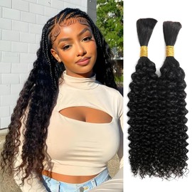Human Braiding Hair 22 inch 110g Jerry Curly 12A Real Human Hair Boho Human Hair For Braiding No Weft 2 Braids Per Pack Wet and Wavy Human Hair Braiding Hair Natural Black