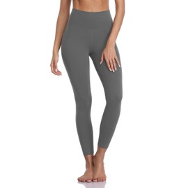 Colorfulkoala Women's Buttery Soft High Waisted Yoga Pants 7/8 Length Leggings (L, Charcoal Grey)