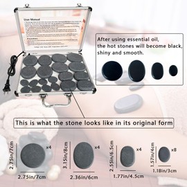 MINGJISHIYE Hot Stone Massage Set, 20 Pieces of Basalt Massage Stones, Suitable for Relaxation in Home spa Heat Therapy