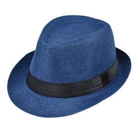 Giroir Fedora Hats for Men Women Short Brim Unisex Summer Beach Style 1920s Party Accessories (US, Alpha, Large, X-Large, Dark Blue)