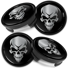 Biomar Labs Compatible with Ford 6M211003 Hub Caps, Wheel Hub Caps, Wheel Hub Cover, 54 mm, Skull Black Silver CF 19