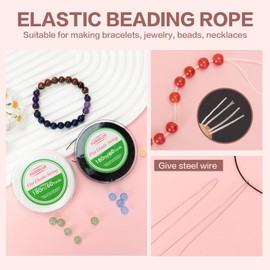 1mm Flat Elastic String for Bracelets,Stretchy Durable Bead String 360Ft,Easy Knotted Elastic Thread for Jewelry Making