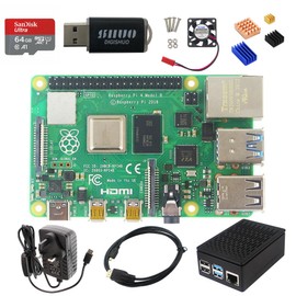 Starter Kit For Raspberry Pi 4B Model B 4GB RAM DIY| With Case | Pi Cooling Fan | San disk 64G SD Card Micro-SD | Micro HDMI Cable | Sufficient 5V 3A Power Supply (4G Module 8 In 1 Kit)