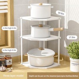 LJHFUQHUHU Kitchen Corner Storage Shelf - Under Sink Organizer, Pot Rack to Save Cabinet Space.Cabinet Shelf Rack for Countertop & Pantry, Multi-Tier Space-Saving Design