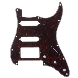 Musiclily Pro 11-Hole Modern Style Strat HSS Guitar Pickguard for American/Mexican Fender Stratocaster Floyd Rose Bridge Cut, 4Ply Tortoise Shell