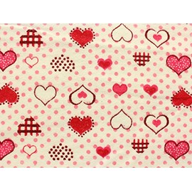 Cotton Flannel Fabric Polka DOTS Hearts RED / 45" Wide/Sold by The Yard