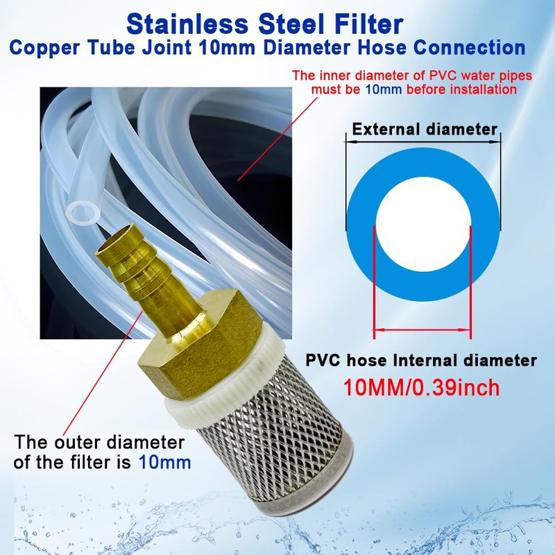 AIMCOCO 10mm Inline Strainers Filter Copper Tube Joint 10mm Diameter