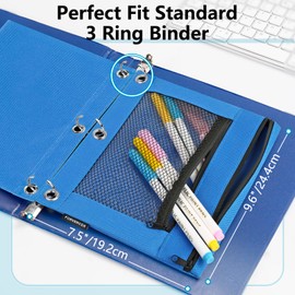 Forvencer Adorable Zipper Pencil Pouch, Cute Zipper Pencil Pouch for 3 Ring Binder, Sturdy Binder Pencil Pouch with Smooth Zippers, Perfect for Students & Back to School, Portable Bag, Azure Blue