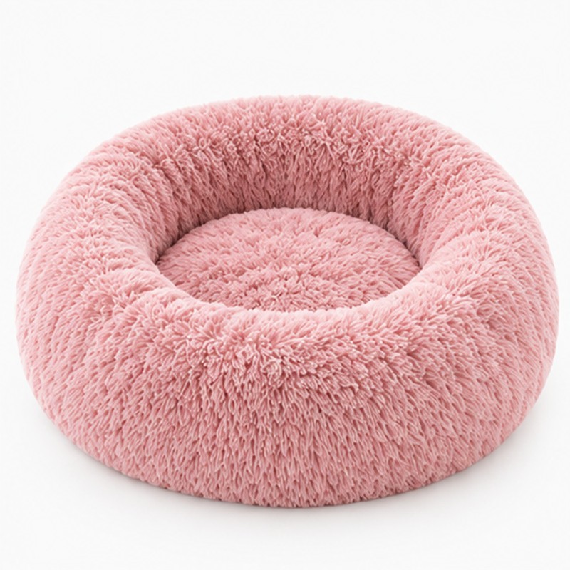 Round Plush Pet Bed for Dogs & Cats – Soft
