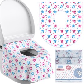 YIHATA 2x20Pcs Disposable Toilet Seat Covers for Kids and Adults, Toddlers Potty Training in Public Restrooms Travel Hotel Bathroom, Extra Large Size, Individually Wrapped, Waterproof Anti Slip