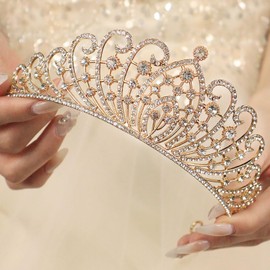 Rannyrena Crystal Bride Wedding Tiara Crown for Women Elegant Royal Queen Crown Headband Glitter Crystal Princess Headpieces for Quinceanera Pageant Prom Birthday