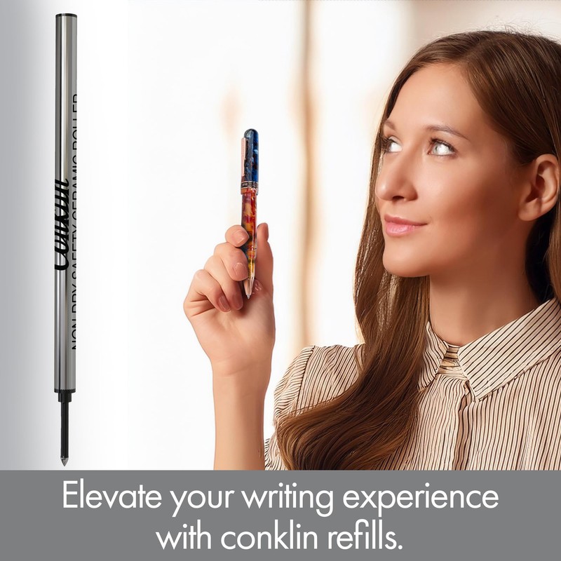 Conklin Non-dry Ceramic Rollerball Refill, Black (2 pcs tube)