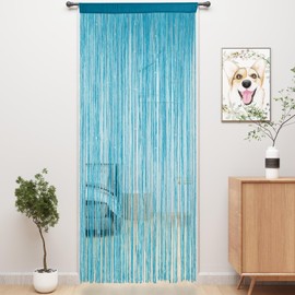 YIIBAII Door String Curtains Fringe Door Curtains for Doorways Window Room Decoration Living Room Divider(39"x79", Blue)