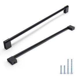 YONFIAFIT 6 Pack |12.6"/320mm Hole Centers Cabinet Pulls Matte Black,Kitchen Cabinet Hardware Aluminium Dresser Pulls Chrome Handles for Cabinet Dresser,518701