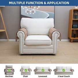 Eismodra Chair Arm Covers,Couch Arm Cover for Sofa Recliner Armchair Cats Dogs,Non Slip Armrest Arm Rest Slipcover Reclining Furniture Protectors (Light Brown, Set of 2)