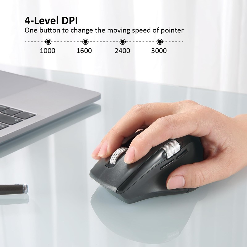 INFINMIND Kabellose Computer-Bluetooth-Maus mit intelligentem Flying Scroll, Daumenscroll-Maus, ergonomische Maus,