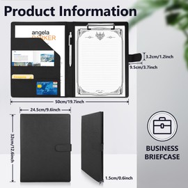 Clipboard A4 with Lid, Clipboard Folder A4, Writing Case, Clipboard Folder A4 in Black with Writing Pad, Document Compartments, Pen Holder and Magnetic Closure for Office Supplies, School