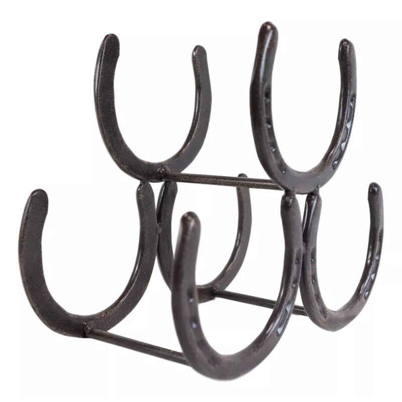 Ebros Gift Large Cast Iron Rustic Farmhouse Stacked Horseshoes 3
