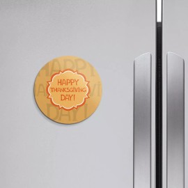 Unbranded Happy Thanksgiving Day Cartoon Hearts | 4'' X 4'' Round Decorative Magnet