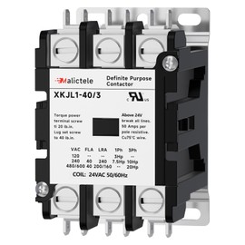AC Contactor, Malictele 3 Pole 40 Amp Contactor 24v Coil A2L Compliant Contactor Heavy Duty HVAC Contactor for AC Unit Outdoor Compatible Condenser Compressors Refrigeration Systems Motors