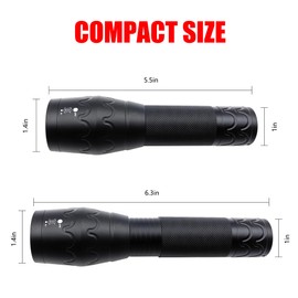 FADOMALL Blue Light LED Flashlight Single Mode Adjustable Focus Night Hunting Flashlights for Observation, Fishing, 2 Pack