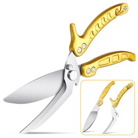 DRAGON RIOT Heavy Duty Poultry Shears - A Must Have Kitchen Shears for Chicken and Meat Cutting - Dishwasher Safe and Stainless Food Kitchen Scissors for Thanksgiving(Golden)