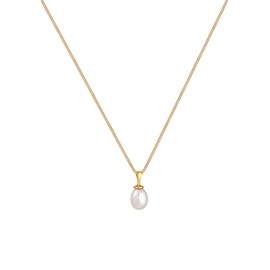 Elli Women's Timeless Filigree Necklace with Freshwater Pearl in 925 Sterling Silver Gold-Plated, Sterling Silver, None