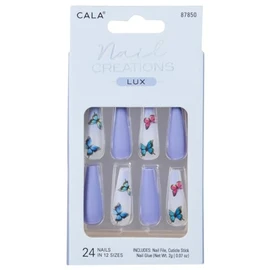CALA - "Nail Creation Lux" uñas postizas largas (24 uñas en 12 tamaños, mariposas)