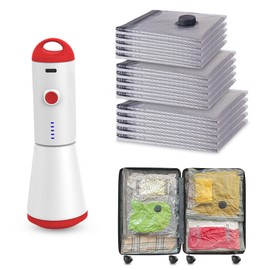 Travel Vacuum Storage Bags with Rechargeable USB Pump, 15 Pack Carry-On Size Compression Packing Bags for Luggage and Suitcase, Space Saver for Clothes and Clothing Travel