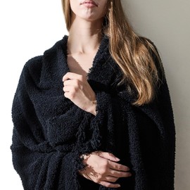 EASEON Throw Blanket for Couch-Soft Boho Throw Blanket,Cozy Knit Throw Blankets,Small Knitted Lightweight Blanket&Throw for Bed,Chair,Sofa,Home Decor (A07-Black, 51 * 63 inches, 1-Solid)