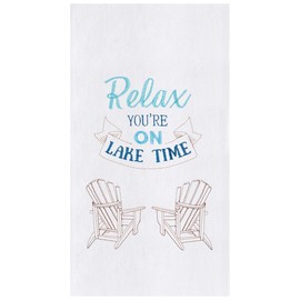 C&F Embroidered Relax Lake Time Flour Sack Kitchen Towel
