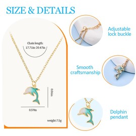Green Dolphin Pendant Necklace for Women Ocean Sea Animal Chain Necklace Gifts for Dolphin Lovers Birthday Christmas Gifts for Sister Friends Graduation Gift for Daughter Niece Friendship Gift Ideas