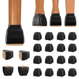 BALEINE 16 Pack Silicone Chair Leg Floor Protectors, Stool Leg Protectors Cap, Non-Slip Chair Leg Caps for Hardwood Floors (Black & Small (Square), 16 Pack)