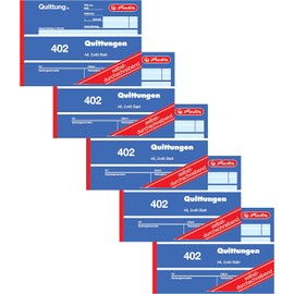 Herlitz Herlitz Quittungsblock 402, selbstdurchschreibend, A6 quer, 2 x 40 Blatt (5 Stück)