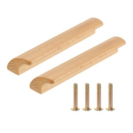 sourcing map 2Pcs Wood Drawer Pulls Handles, 64 mm/2.5" Hole Spacing Bridge Shaped Beech Wood Cabinets Drawer Knobs Pull Handles for Kitchen Cabinets Furniture