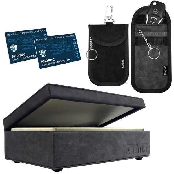 Ananta Faraday Box for Car Keys Plus 2 Faraday Pouches