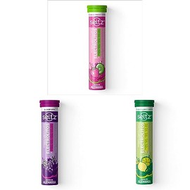 SELTZ Kit Electrolitos Tableta Efervescente, Sabores fresa kiwi, uva y lima limón, 39 Tabletas, 3 Pack                                                