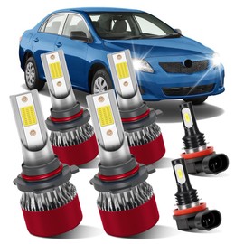 LSLIGHT Bulbs Combo Fit for Toyota Corolla 2009-2013 9005 High Beam 9006 Low Beam H11 Fog Light LED Light Bulbs 6PCS/1PACK Brightness 300% Pure White with Cool Fan for Car