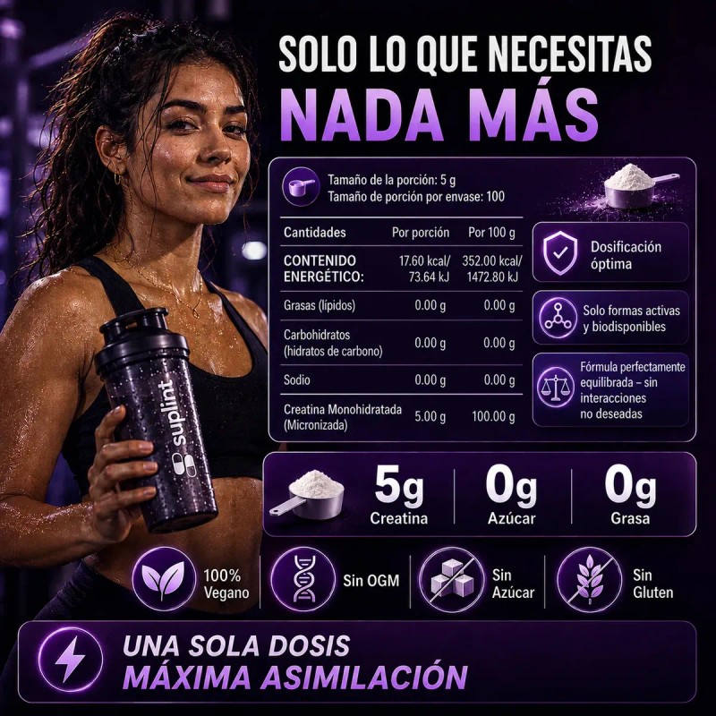 Creatina Monohidratada Suplint 500 Polvo Ultrafino Fuerza Resistencia